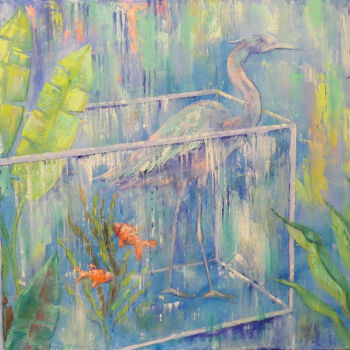Pintura intitulada "Heron" por Miriam Van Cleemput, Obras de arte originais, Óleo