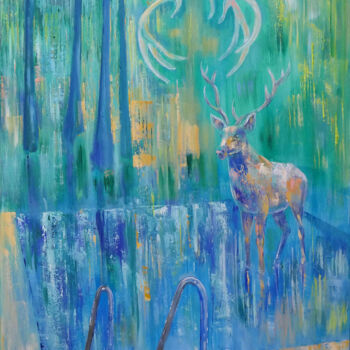 Pintura titulada "Het heersende hert" por Miriam Van Cleemput, Obra de arte original, Oleo