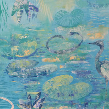 Peinture intitulée "The hidden lake" par Miriam Van Cleemput, Œuvre d'art originale, Huile