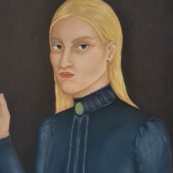 Pintura intitulada "Mulher Obscura" por ℳ𝒾𝓇𝒾𝒶𝓃 𝒜𝒷𝓇𝑒𝓊, Obras de arte originais, Óleo Montado em Armação em madeira