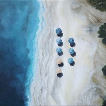 Peinture intitulée "Beach" par Mirian Nyitrai, Œuvre d'art originale, Huile Monté sur Châssis en bois