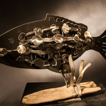 Sculptuur getiteld "Ascophylle - Poisso…" door Mirinbeaujolais - Mirabelle, Origineel Kunstwerk, Metalen