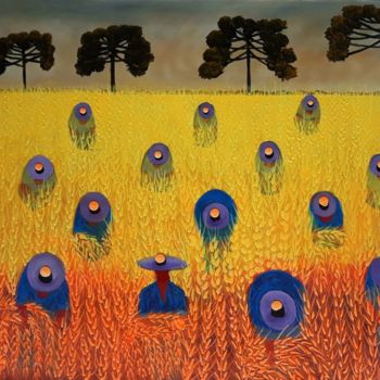 Pintura titulada "Colheita de trigo c…" por Mirinho, Obra de arte original, Acrílico
