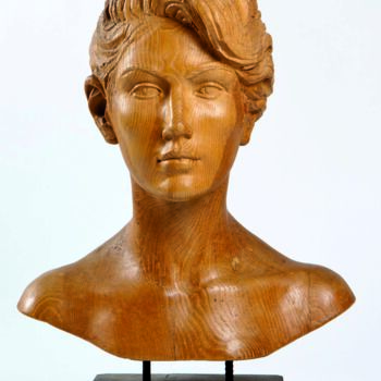 Sculpture titled "Portrait" by Mirko Morodet, Original Artwork, Wood