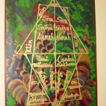 Картина под названием "Diagrama Mántrico" - Mirna Salamanques, Подлинное произведение искусства, Масло