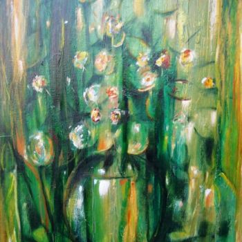 Pintura titulada "Flores Verdes" por Miro, Obra de arte original, Acrílico