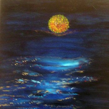Peinture intitulée "Au clair de la lune…" par Miroir Des Emotions Atelier D'Expression  Issoudu, Œuvre d'art originale