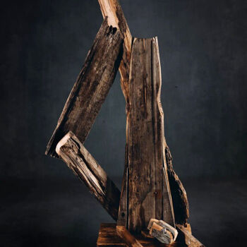 Escultura titulada "Icarus" por Mironova Olga Gubareva-Mukha Lyudmila, Obra de arte original, Madera