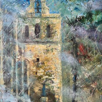 Painting titled "Catedral en Almería" by Miroslav Spadrna, Original Artwork, Acrylic Mounted on Wood Stretcher frame