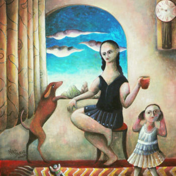 「La poupée」というタイトルの絵画 Mira Slavaによって, オリジナルのアートワーク, テンペラ