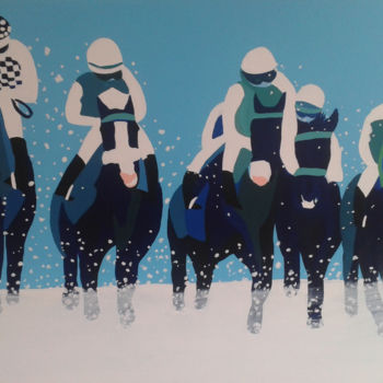 Pintura titulada "Course dans la neige" por Mirou Navalon, Obra de arte original, Acrílico Montado en Bastidor de camilla de…