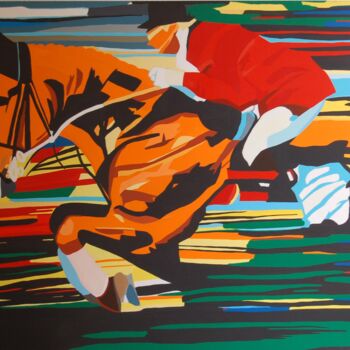 Painting titled "Le Champion" by Mirou Navalon, Original Artwork, Acrylic Mounted on Wood Stretcher frame