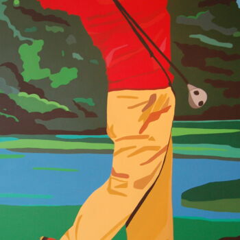 Painting titled "Le grand Golfeur au…" by Mirou Navalon, Original Artwork, Acrylic Mounted on Wood Stretcher frame