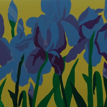 Peinture intitulée "Les iris" par Mirou Navalon, Œuvre d'art originale, Acrylique Monté sur Châssis en bois