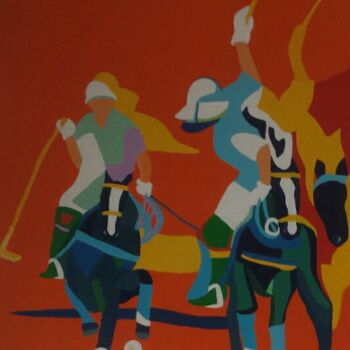 Peinture intitulée "joueurs de polo" par Mirou Navalon, Œuvre d'art originale, Acrylique Monté sur Châssis en bois