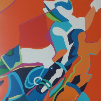 Painting titled "Polo orange" by Mirou Navalon, Original Artwork, Acrylic Mounted on Wood Stretcher frame