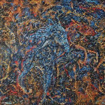 Картина под названием "Pferde II" - Mirsada Masal, Подлинное произведение искусства, Масло Установлен на Деревянная рама для…