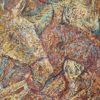 Pittura intitolato "Pferde III" da Mirsada Masal, Opera d'arte originale, Olio Montato su Telaio per barella in legno