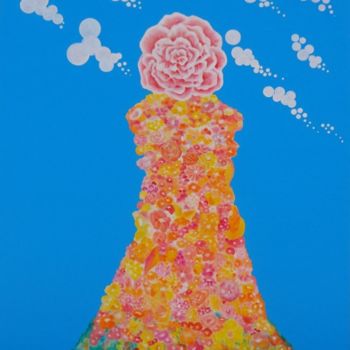 Painting titled "Let Us Be a Flower…" by Misako Chida, Original Artwork, Oil