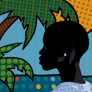 Digitale Kunst mit dem Titel "nubian Princess" von Misaku, Original-Kunstwerk, 2D digitale Arbeit Auf Keilrahmen aus Holz mo…