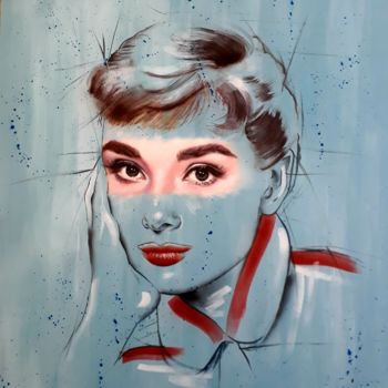Painting titled "Audrey" by Simona Zecca, Original Artwork, Acrylic Mounted on Wood Stretcher frame