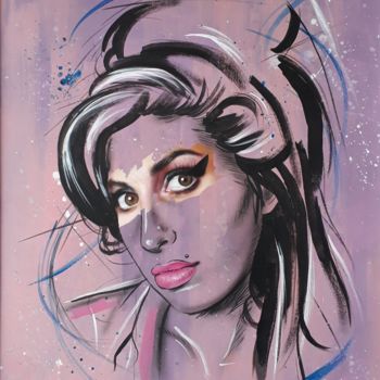 Painting titled "Amy" by Simona Zecca, Original Artwork, Acrylic Mounted on Wood Stretcher frame