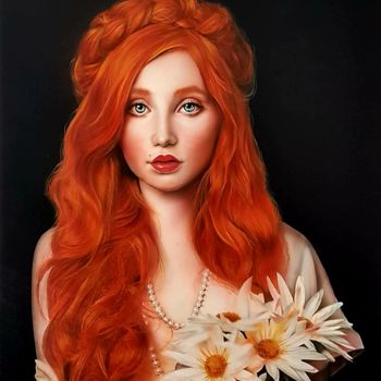 Painting titled "Lilith" by Simona Zecca, Original Artwork, Oil Mounted on Wood Stretcher frame