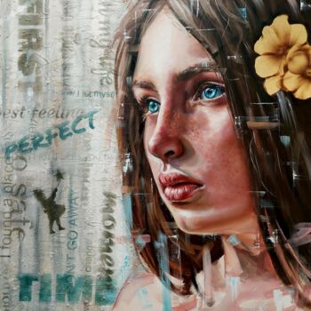 Картина под названием "Blooming from the c…" - Simona Zecca, Подлинное произведение искусства, Масло Установлен на Деревянна…
