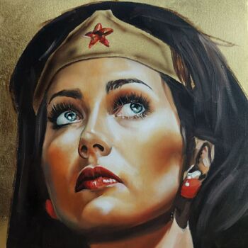 Pintura titulada "Wonder Woman" por Simona Zecca, Obra de arte original, Oleo Montado en Bastidor de camilla de madera