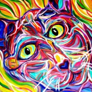 Painting titled "Thor, rescue cat, c…" by Mark Salevitz, Original Artwork, Oil