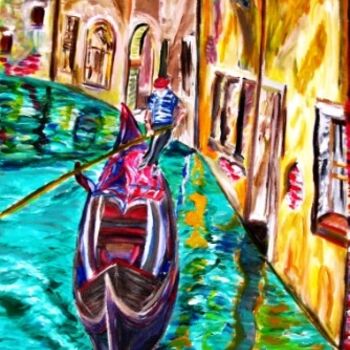 Painting titled "on the canal" by Mark Salevitz, Original Artwork, Oil