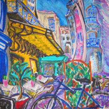 Painting titled "cafe-de-la-nuit-rev…" by Mark Salevitz, Original Artwork, Oil