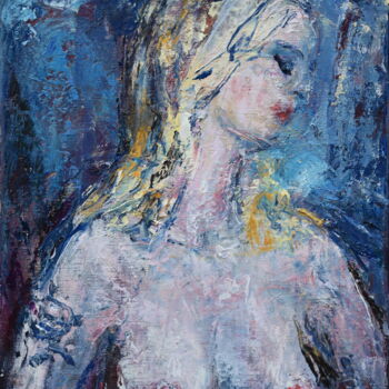 Painting titled "Femme aux seins nus" by Misha Sydorenko, Original Artwork, Oil Mounted on Wood Stretcher frame
