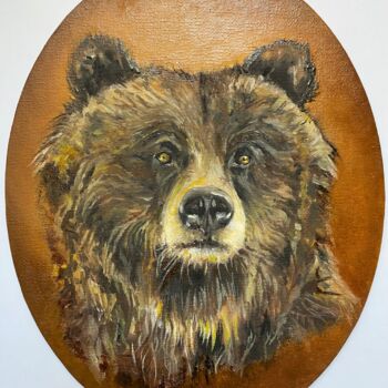 Картина под названием "Mr Bear" - Mishanina_art, Подлинное произведение искусства, Масло
