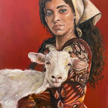 Pittura intitolato "Spanish woman with…" da Mishanina_art, Opera d'arte originale, Olio