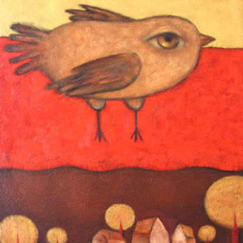 Peinture intitulée "Между землёй и небом" par Nataliya Mishina, Œuvre d'art originale, Huile