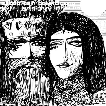 Dessin intitulée "The King and the Qu…" par Oleg Bekhterev, Œuvre d'art originale, Impression numérique