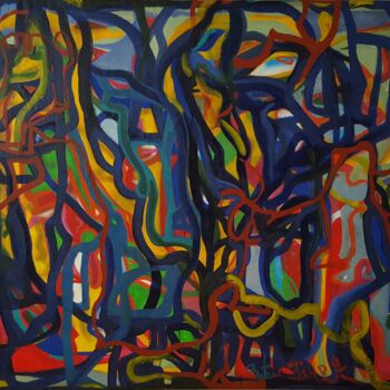 Peinture intitulée "My brain forest" par Mishra, Œuvre d'art originale, Huile