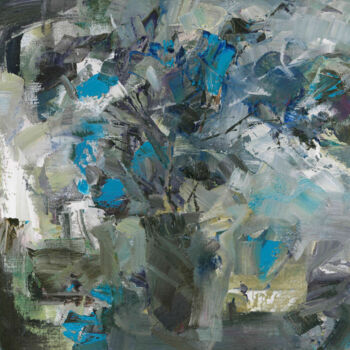 Peinture intitulée "blue bouquet" par Mishyra Vladimir, Œuvre d'art originale, Huile