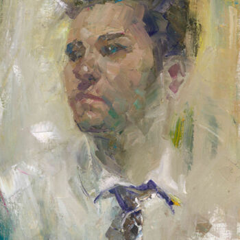 Painting titled "Young man" by Mishyra Vladimir, Original Artwork, Oil