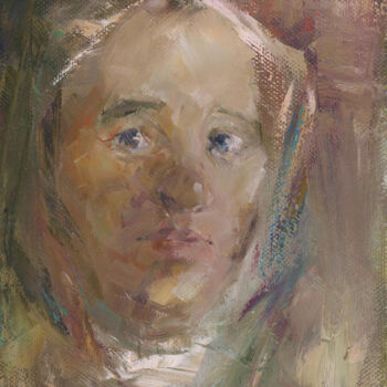Pittura intitolato "head of a naive girl" da Mishyra Vladimir, Opera d'arte originale, Olio