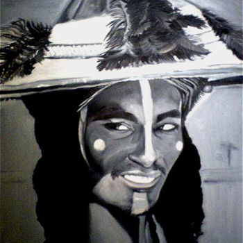 Schilderij getiteld "Africa Wodaabe" door Basilovich, Origineel Kunstwerk, Olie