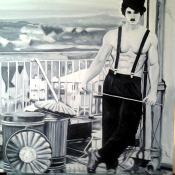 Painting titled "chaplin" by Basilovich, Original Artwork, Oil