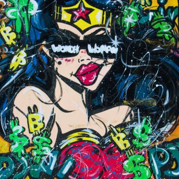 Peinture intitulée "Wonder Woman Portra…" par Miss Rose Art Gallery, Œuvre d'art originale, Acrylique Monté sur Châssis en b…