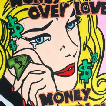Peinture intitulée "Girl Crying Money o…" par Miss Rose Art Gallery, Œuvre d'art originale, Acrylique