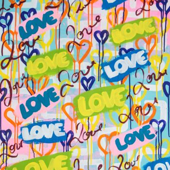 Painting titled "Love is Everywhere…" by Miss Rose Art Gallery, Original Artwork, Acrylic Mounted on Wood Stretcher frame