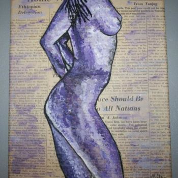 Ζωγραφική με τίτλο "ELLE violette" από Missduval, Αυθεντικά έργα τέχνης, Λάδι