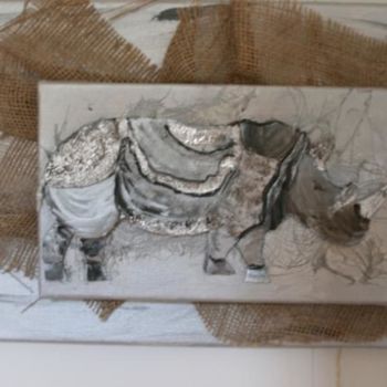 Painting titled "Rhinoceros" by Missduval, Original Artwork