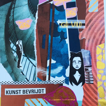 Collages titled "kunst bevrijdt" by Miss Eclectic, Original Artwork, Paper