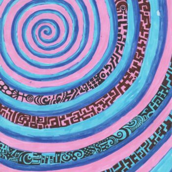 Pintura titulada "Spirale Tribale" por Missterre Apocalypse, Obra de arte original, Gouache